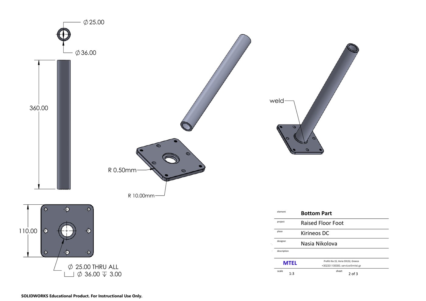 Bottom part manufacturing drawing